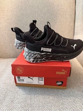 Puma Kids Black & White Marble-Accent Sneakers